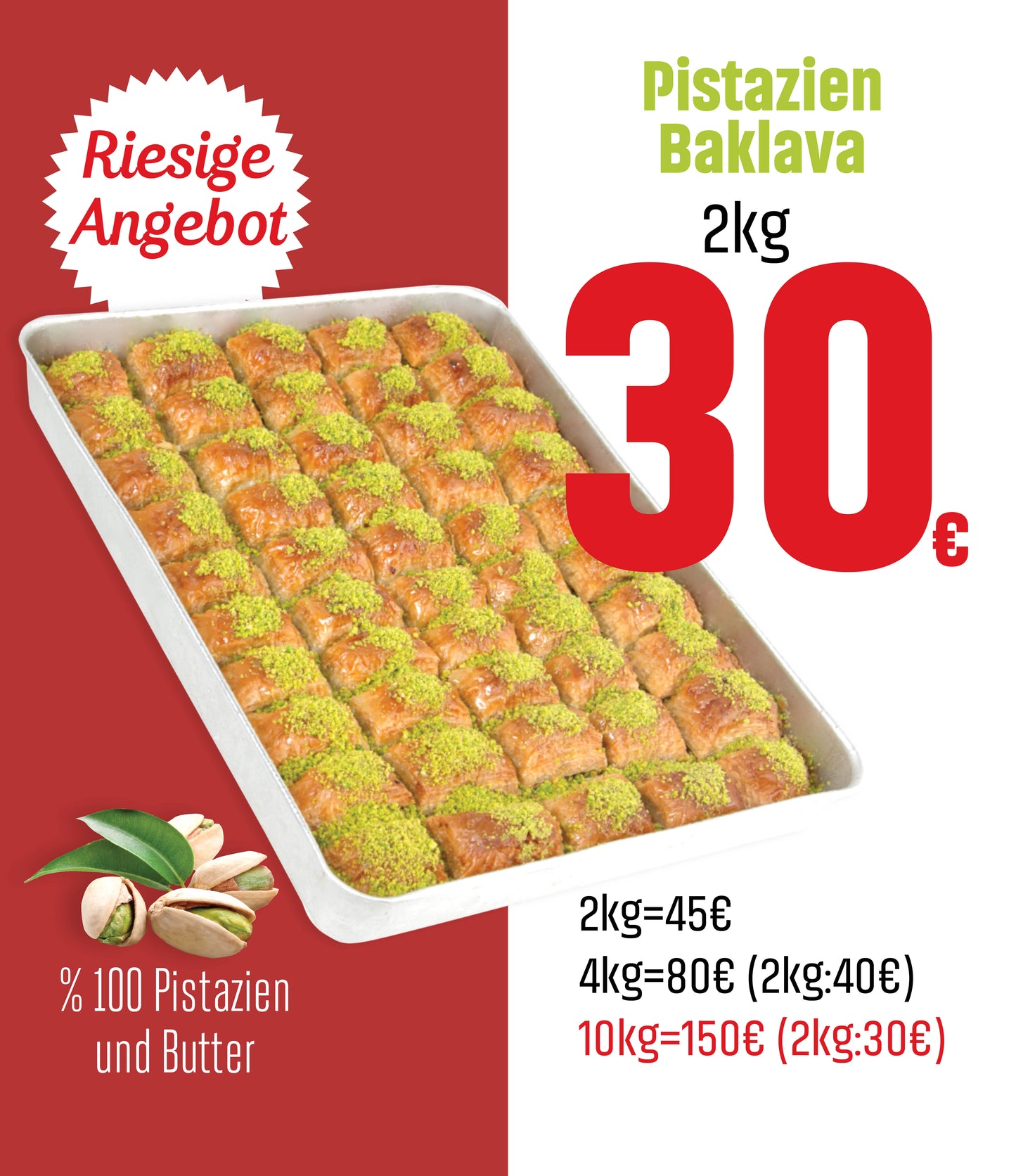 Baklava mit Pistazien / 2-4-10 kg - RAMADAN ANGEBOT