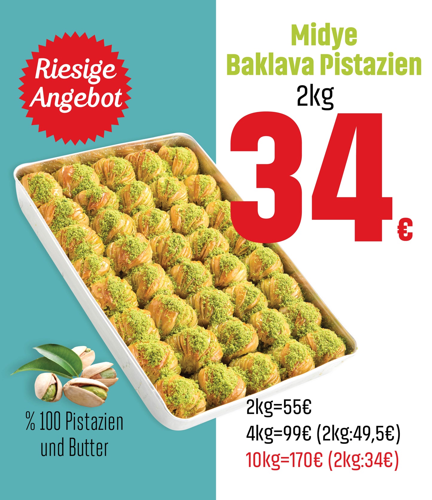 Muscheln Baklava mit Pistazien (100 %) - RAMADAN ANGEBOT