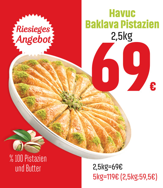 Havuc Baklava mit 100 Pistazien / 2,5-5 kg / RAMADAN ANGEBOT